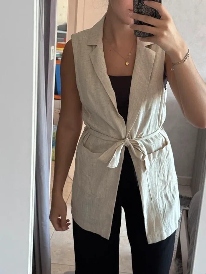 Gilet-blazer sans manches en lin Kiabi - photo numéro 2