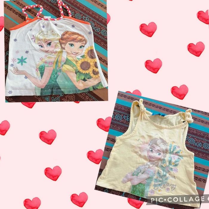 2 débardeurs reine  des neiges  3 ans