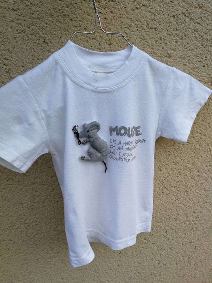 Tee shirt blanc et gris Mouse - photo numéro 4