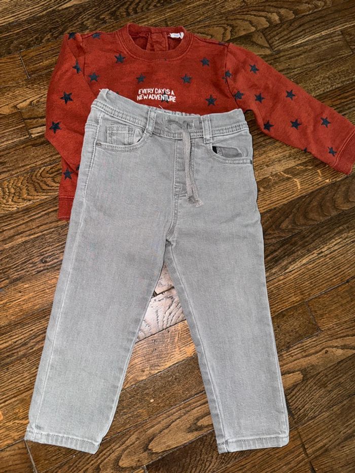 Sweat Bout’chou et jeans mango  24 mois - photo numéro 3