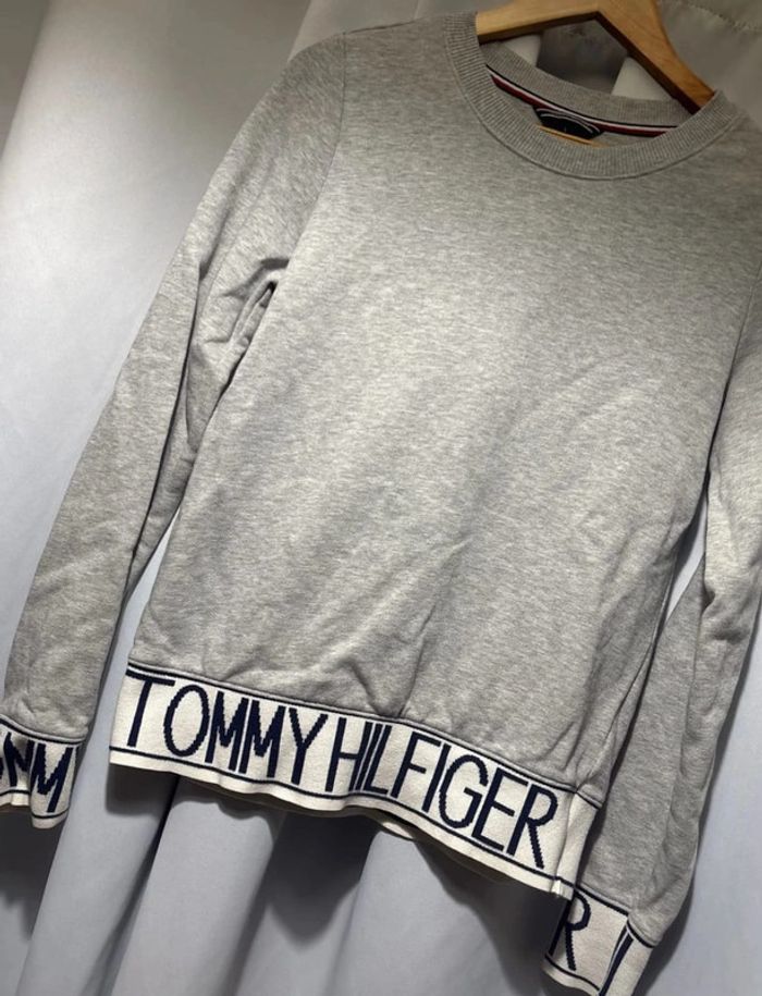 Pull sweat femme tommy hilfiger gris clair neuf