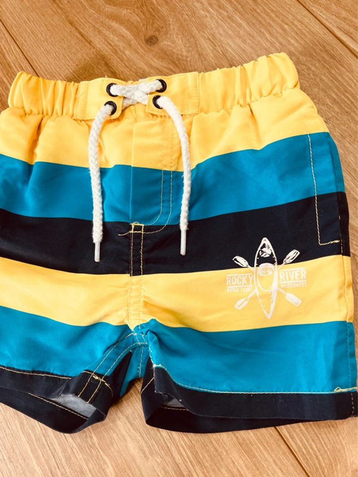Taille 12 mois short de bain garçon Orchestra jaune bleu turquoise marine 💙 - photo numéro 2
