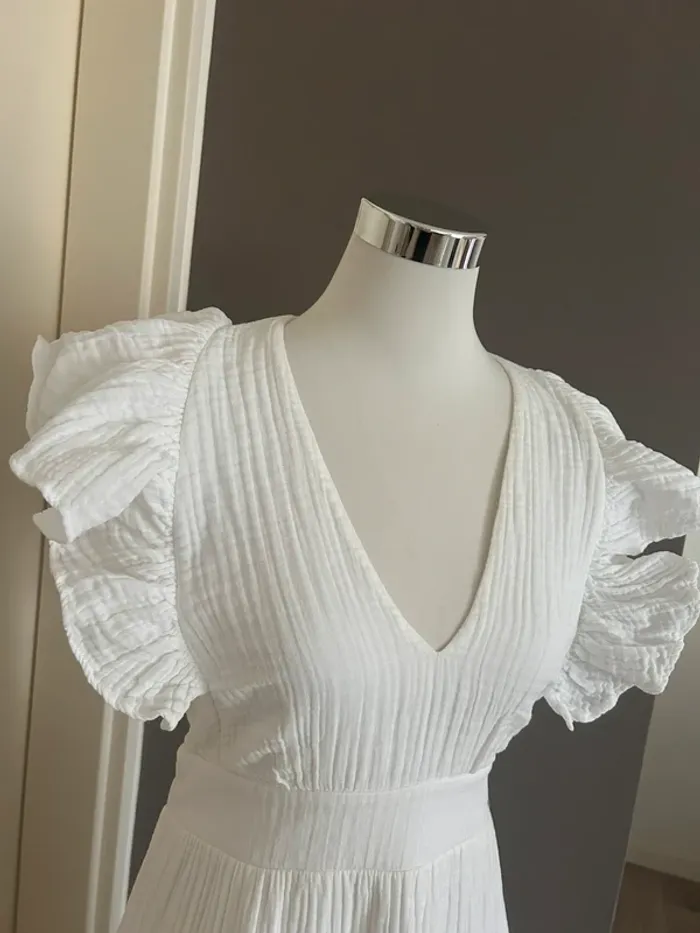 Guru jagat robe longue blanche coton volante , femme, taille 1/36 - photo numéro 5