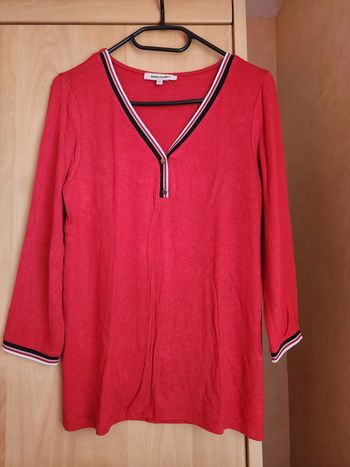 Pull col V rouge et manches 3/4 Grain de Malice T.36/S