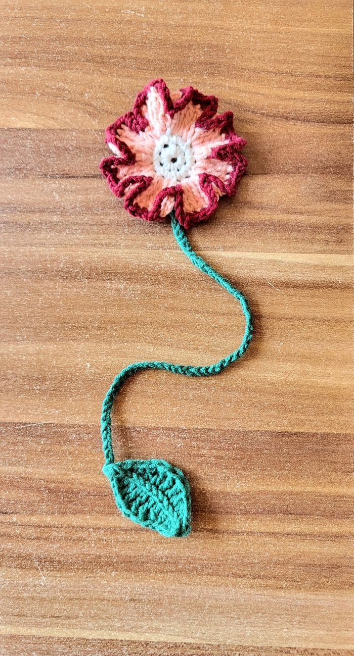 🟣 Marque Page Fleur rose et rouge 🟣 - photo numéro 3