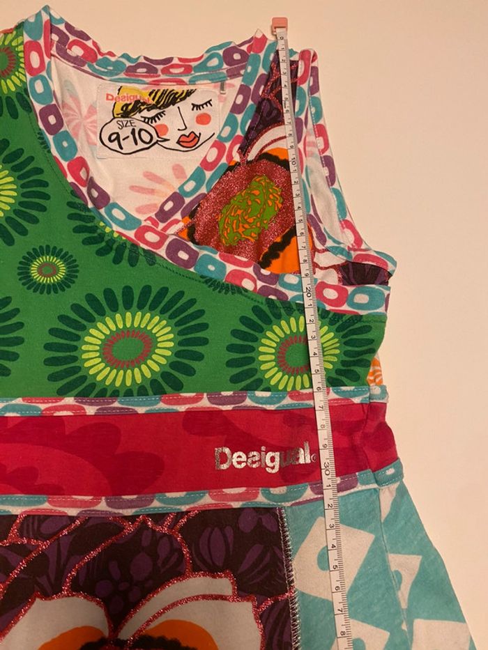 Robe desigual fleurs turquoise 9/10 ans - photo numéro 4