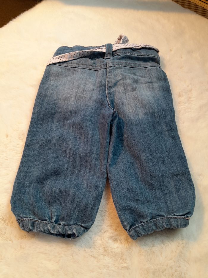 ​Adorable Jean Bouffant Bébé Fille 9 Mois / 71 cm - Tape à l'Œil (TAO) - Avec Ceinture Pois - photo numéro 2