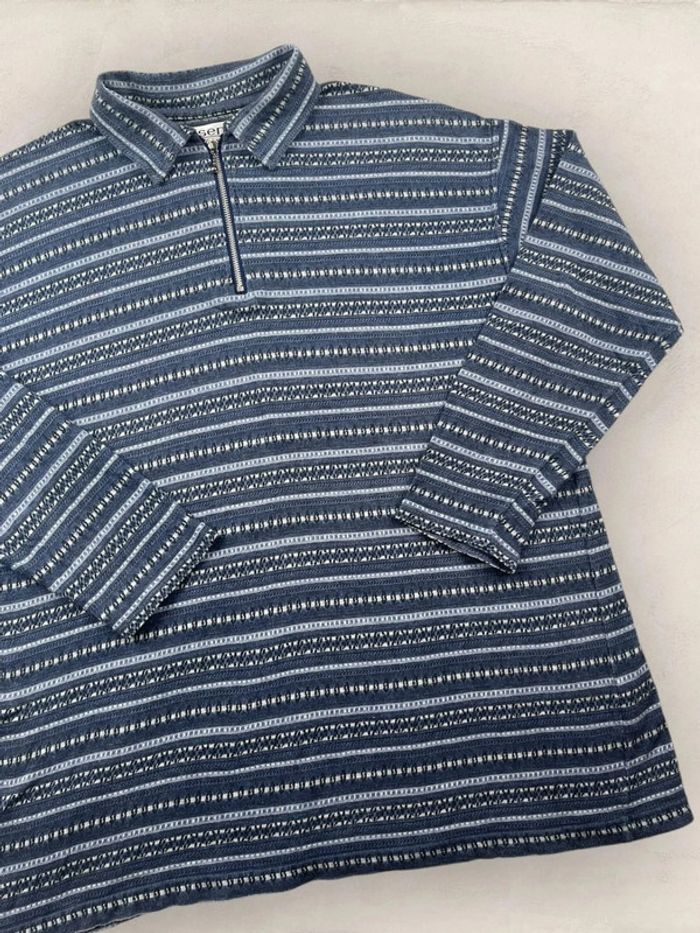 Polo manches longues, pull fin, bleu, S (687) - photo numéro 4