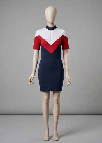 Neuve - Jennyfer - Robe courte tricolore à zip - Taille XS - Bleu/Blanc/Rouge