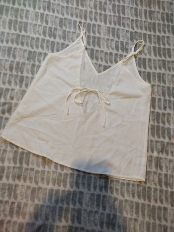 Débardeur large ample fluide dentelle dos écru taille 36