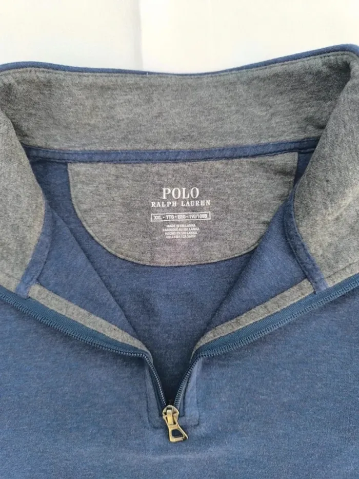 Pull 1/4 zippé Ralph Lauren Polo taille XXL excellent état bleu avec logo - photo numéro 7