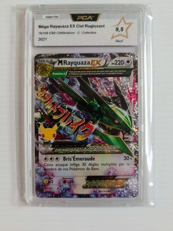 Carte Pokémon français grade PCA 9,5 méga rayquaza EX 76/108 25TH célébrations