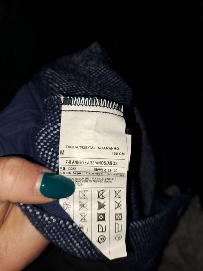 Jupe hiver fille tweed 40% laine united colors benetton bleu blanc boutons 7/8 ans - photo numéro 4