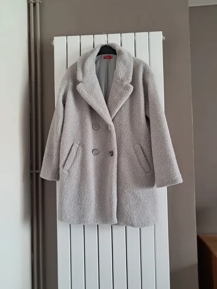 Manteau "peluche" gris perle Tissaia