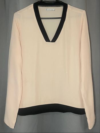 Haut rose pâle et noir »Gémo »manches longues