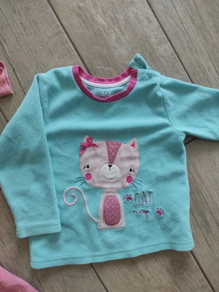 Pyjama 2 pièces rose et bleu fille 18 mois - photo numéro 3