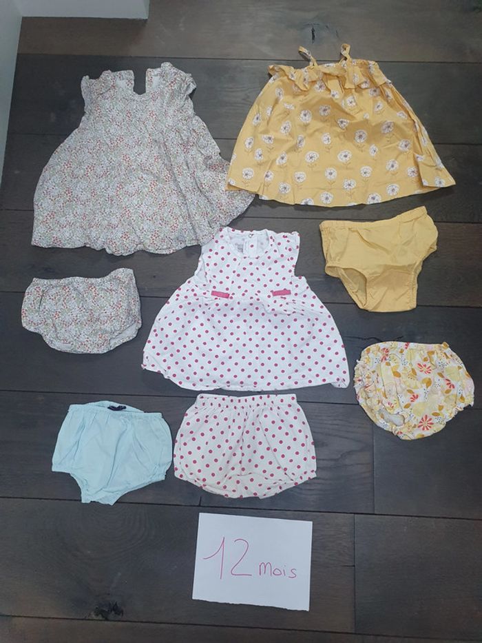 Lot de robe et Bloomer fille 12 mois