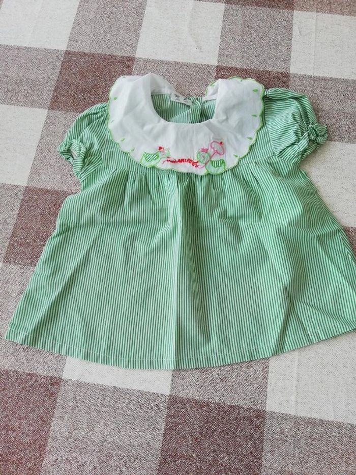 Robe manches courtes rayée verte 18 mois