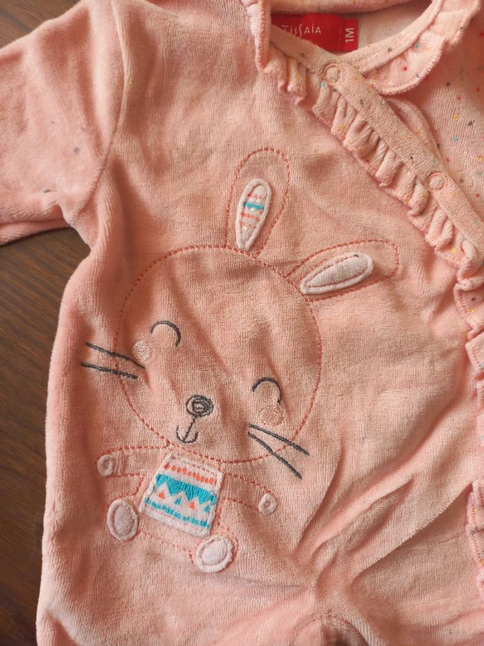 Pyjama rose lapin Tissaia 1mois - photo numéro 3