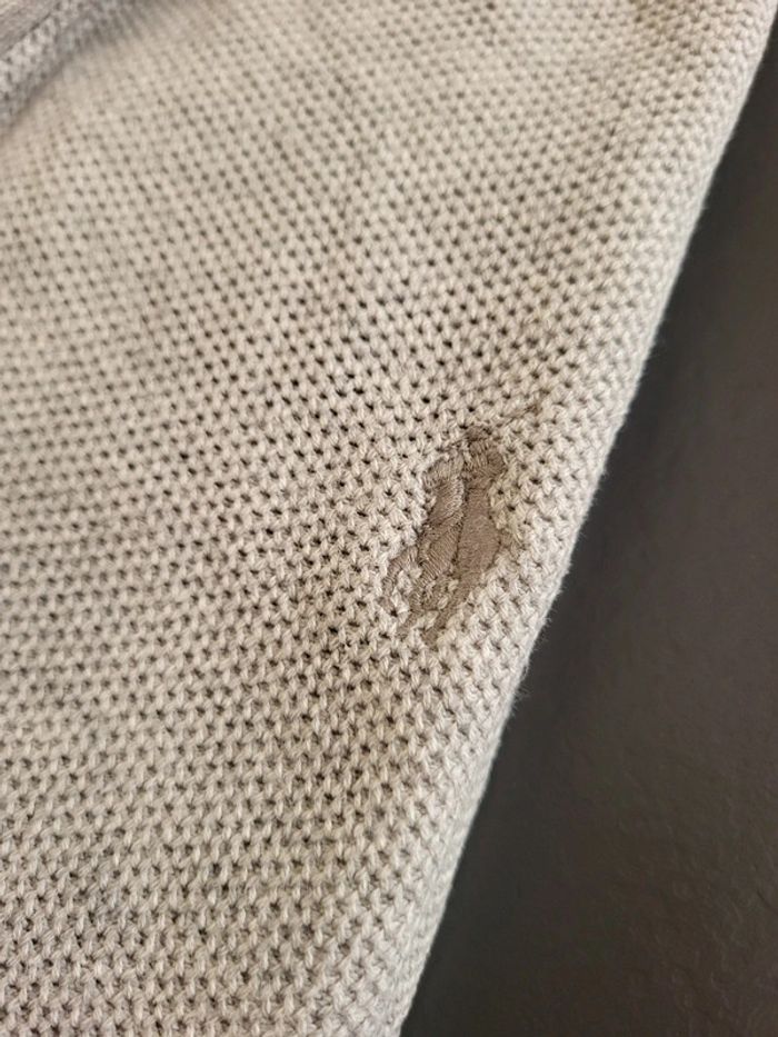 Pull quart zip Ralph Lauren gris pima cotton logo brodé gris 100% coton - XL - photo numéro 5