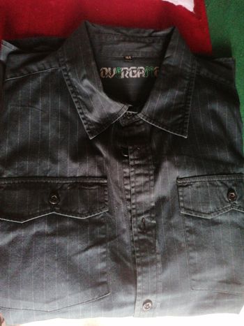 Chemise ados à rayures grise anthracite manches longues