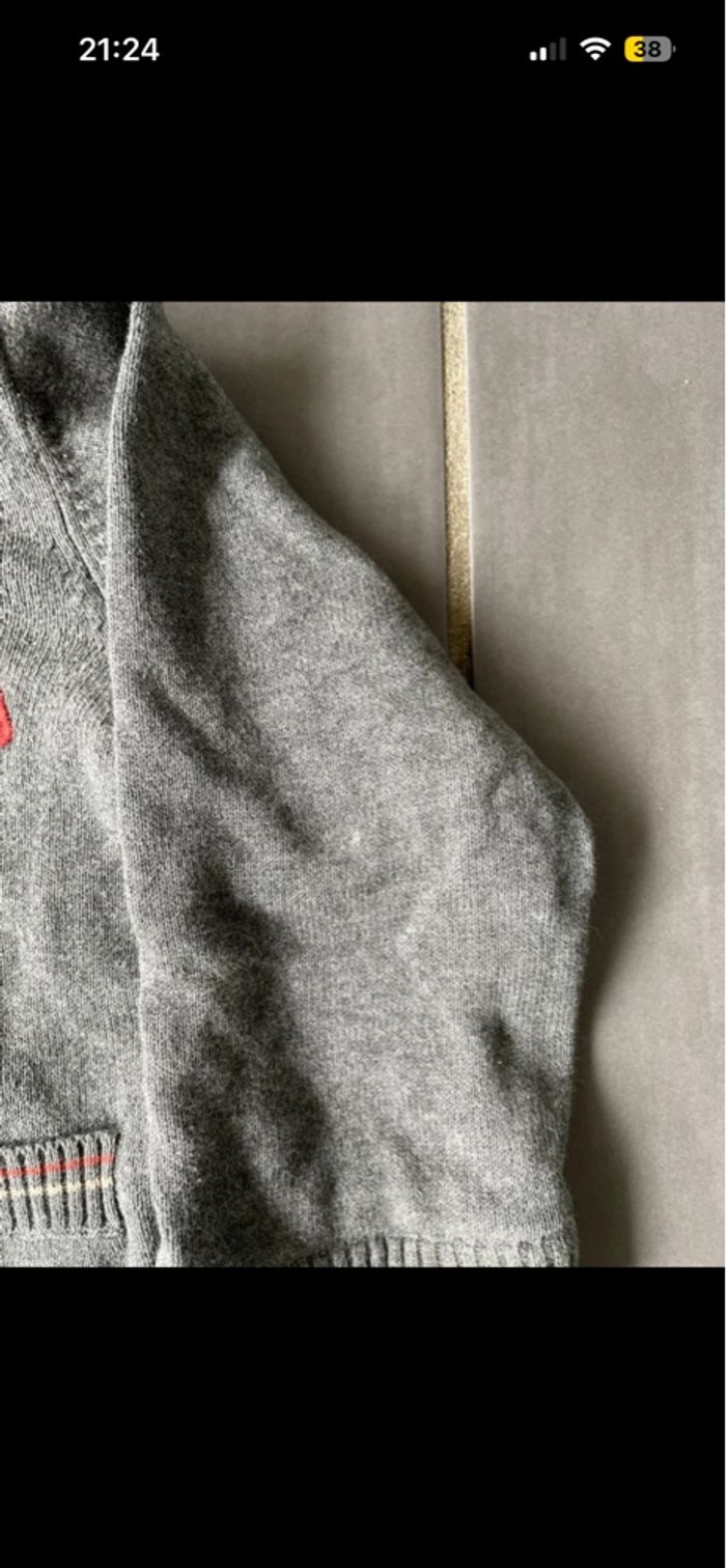 Gilet Sergent Major garçon gris rouge 24 mois epais chaud - photo numéro 5