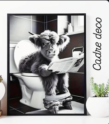 Cadre photo déco toilette vache