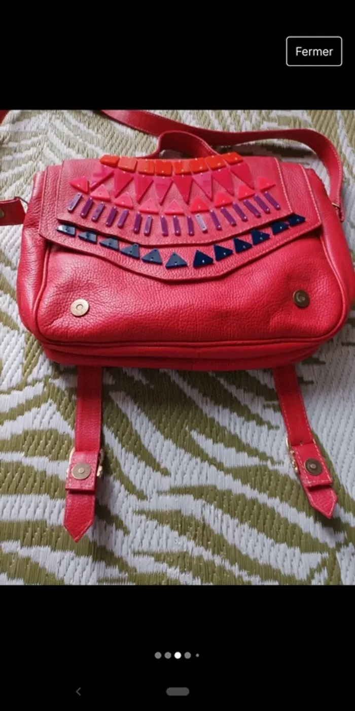 Sac bandoulière rouge/rose - photo numéro 2