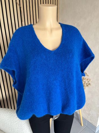 Pull bleu électrique bleu roi mohair et laine
