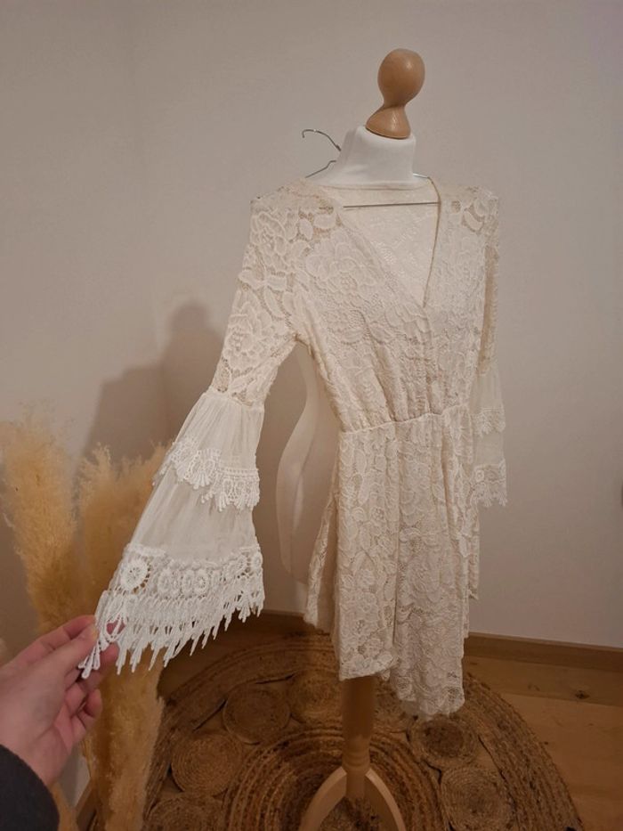 Combishort robe en dentelle blanche crème taille XS/S 34/36 - photo numéro 10