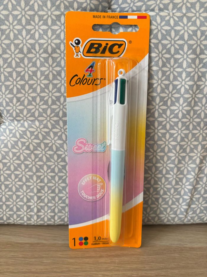 Stylo 4 Couleurs "Sweet" Pastel Dégradé Bleu / Jaune