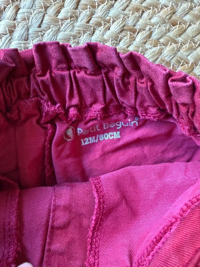 Pantalon bordeaux fille - taille 12 mois - photo numéro 2