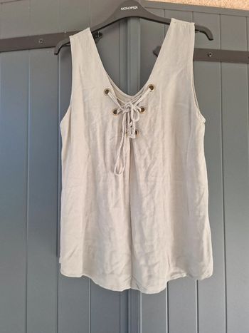 Debardeur col v avec lacets kaki camaieu