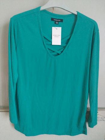 Haut manches longues woman only bleu vert taille s