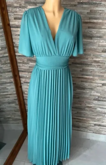 Superbe robe turquoise vert sauge longue doublée