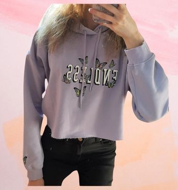 Sweat à capuche crop top violet taille L Jennyfer
