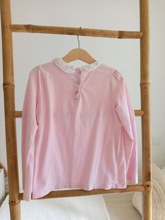 Haut rose col Claudine dentelle blanche Sergent Major 7 ans - photo numéro 5