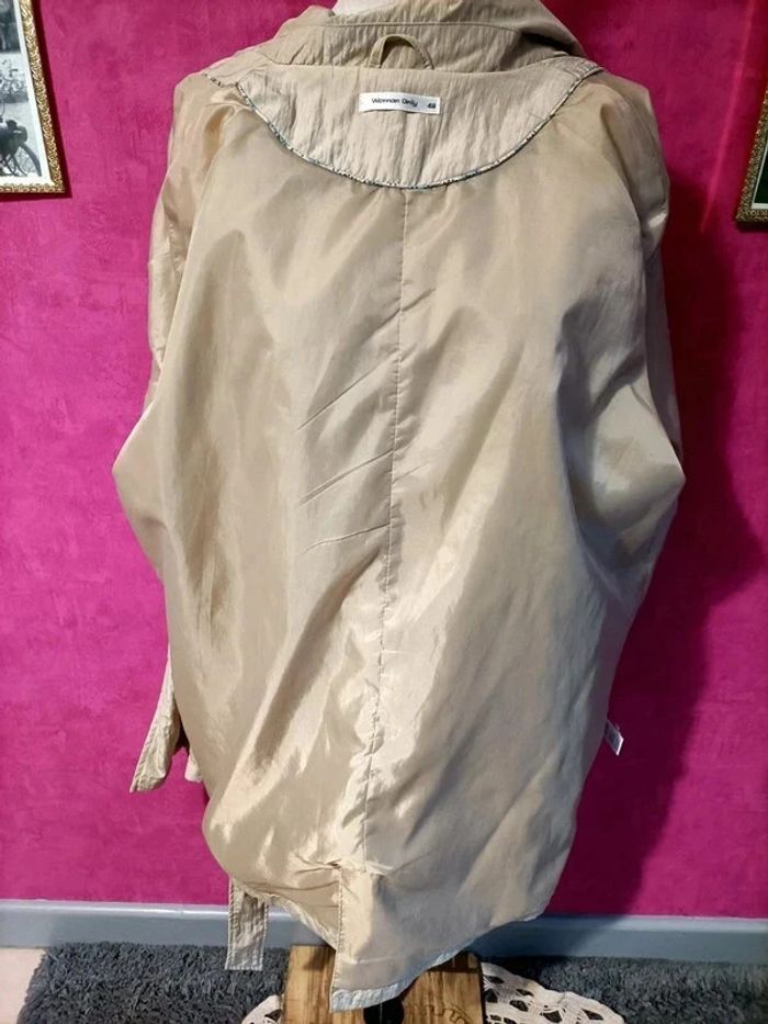 Trench mi-long beige irisé/satiné avec ceinture taille 48 Woman Only - photo numéro 8