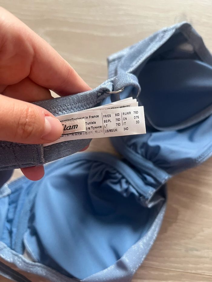 Haut de maillot de bain bleu pailleté - photo numéro 4
