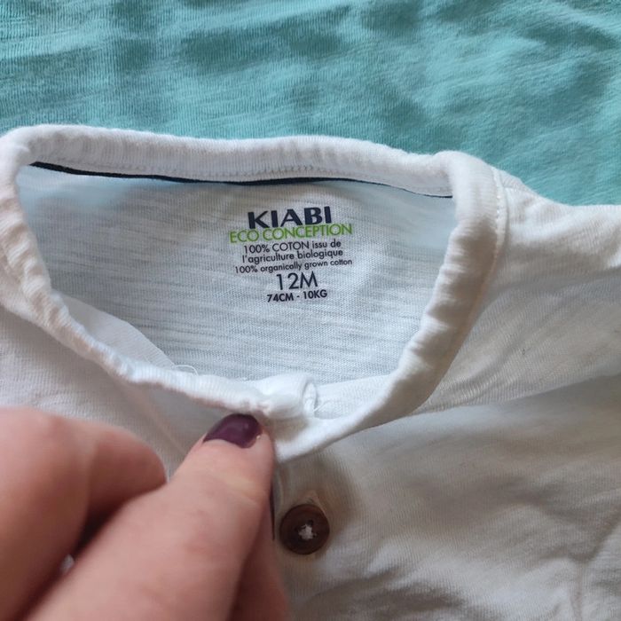 Lot 3 t-shirts col tunisien Kiabi 12 mois - photo numéro 3