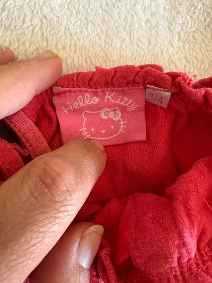 Barboteuse rouge Hello Kitty fille 3/4 ans – été, bretelles fines - photo numéro 4