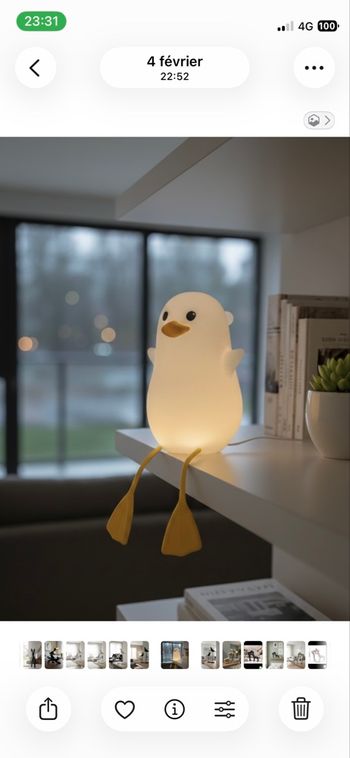 Veilleuse canard pattes pendantes 