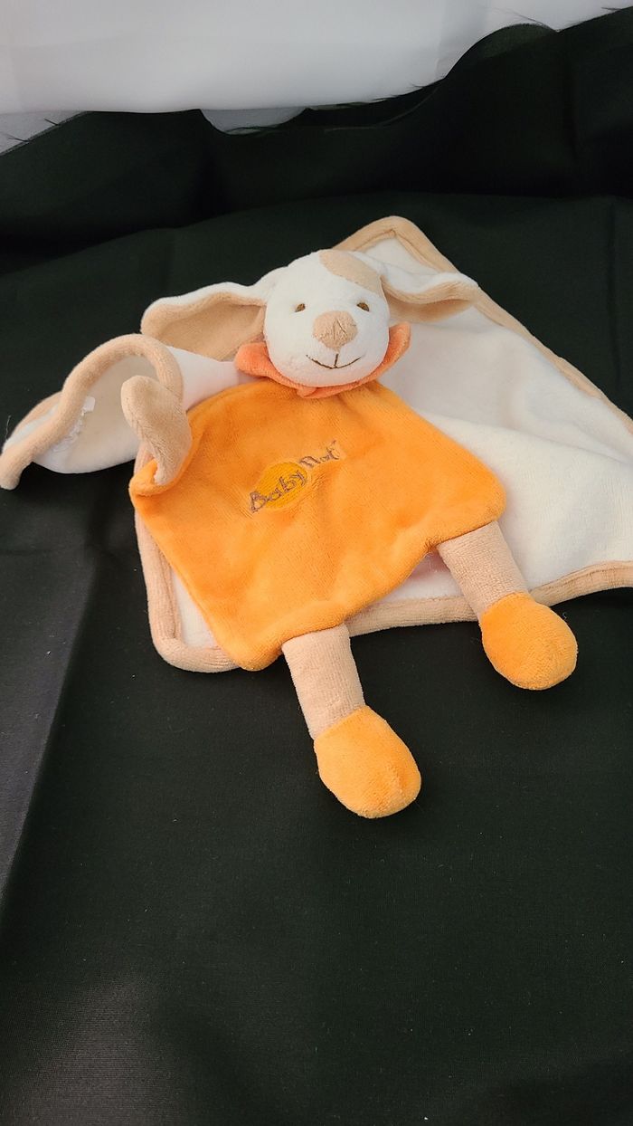 Doudou plat carré chien orange BABY NAT - photo numéro 3