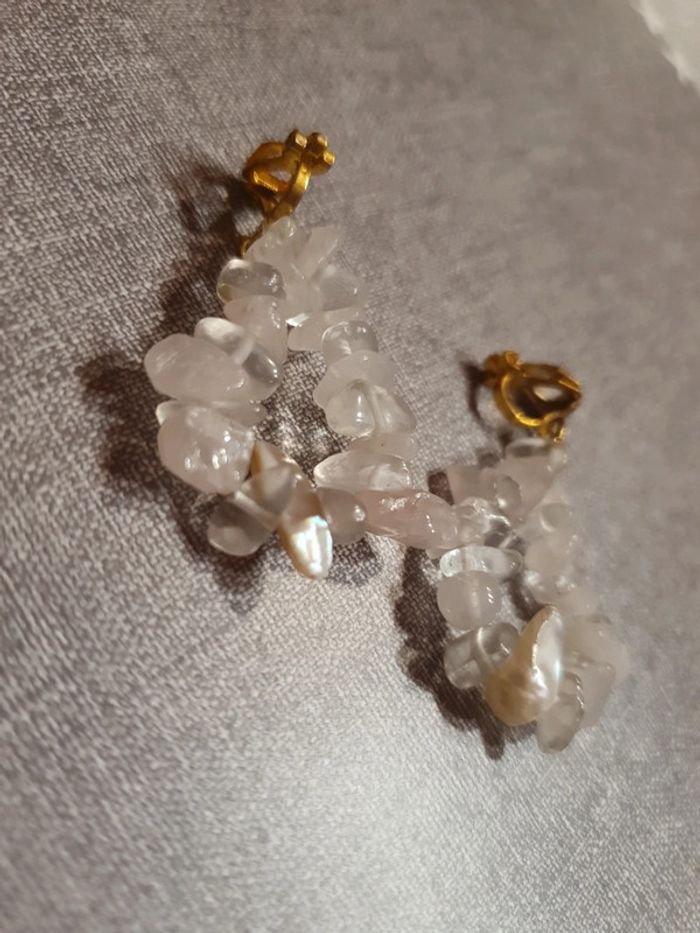 Boucles d'oreilles vintage pierres - photo numéro 2