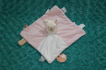Doudou plat lama rose blanc Noukie's 🦙 tbe