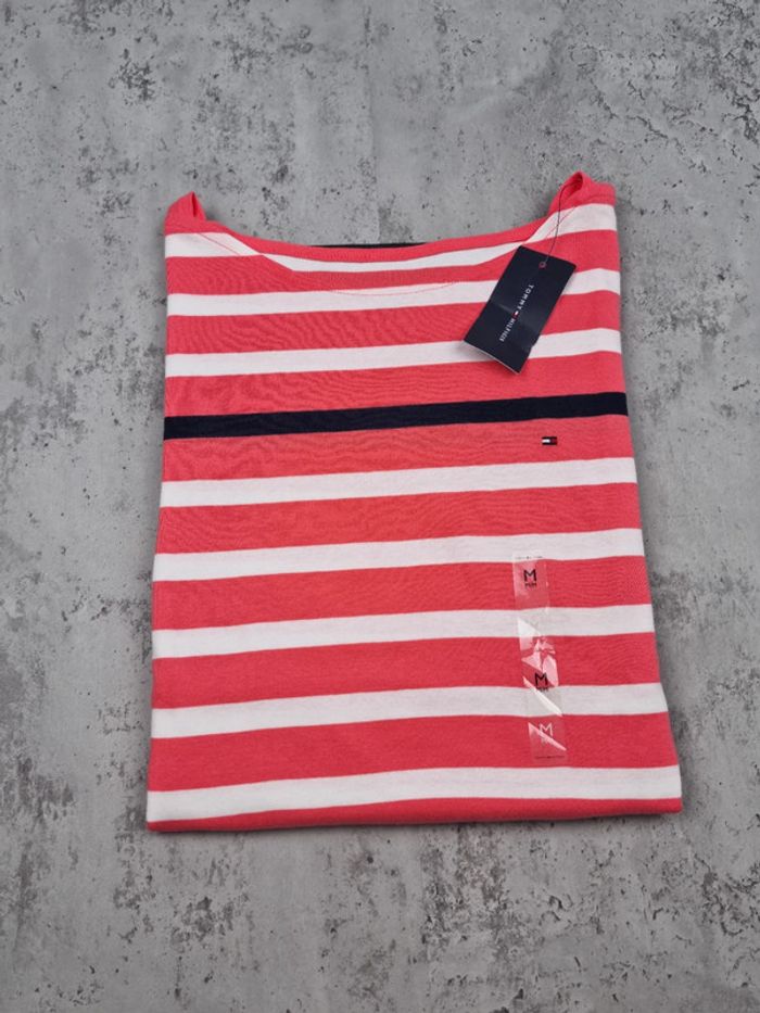 Top marinière Tommy Hilfiger rayé rose/blanc neuf avec étiquette - photo numéro 2