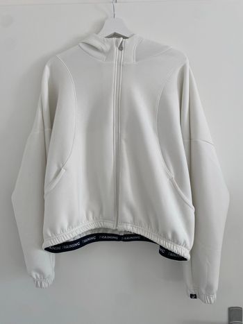 Veste à capuche de fitness manches longues femme, blanc