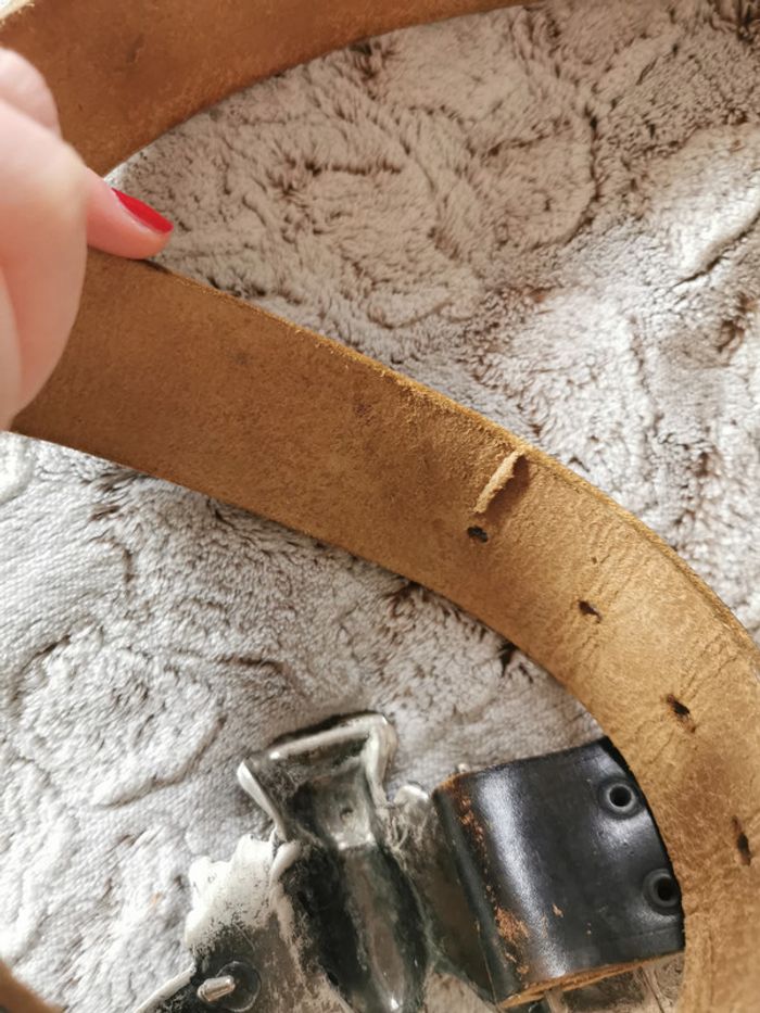 Ceinture vintage en cuir marron boucle en métal - photo numéro 6