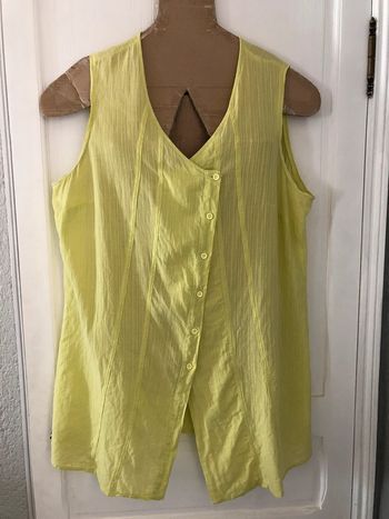AN62- Blouse longue vert anis « fleur de sel » T 50