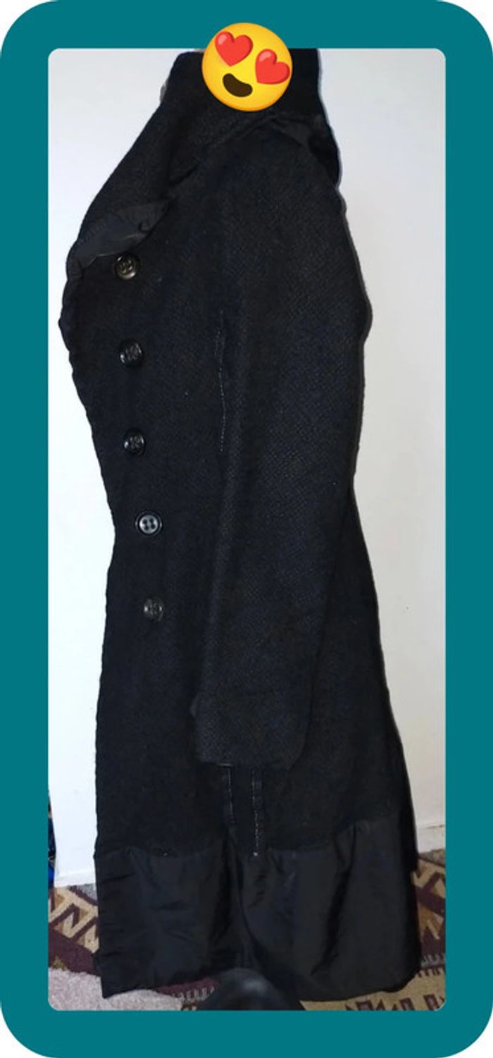 Manteau femme noir, laine et lin, taille 40 - photo numéro 5